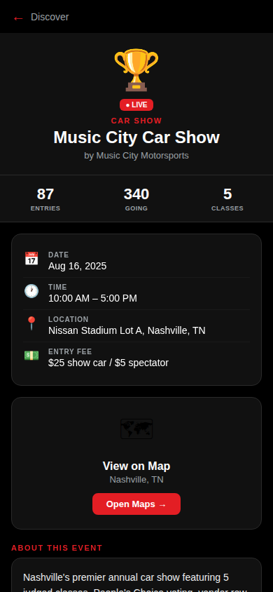 Event Detail screen