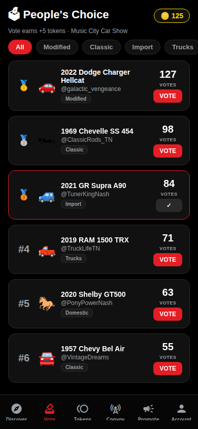 Vote screen